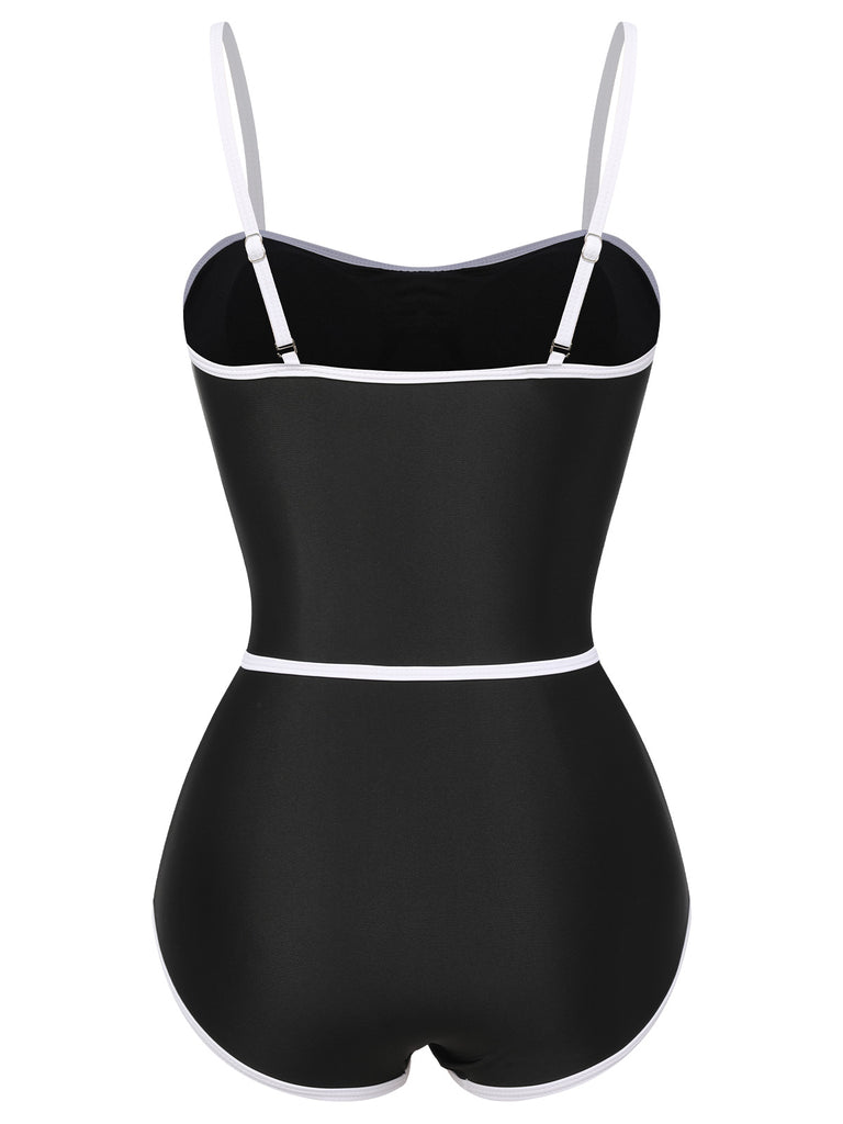 Black 1960s Lined Sling One-Piece Swimsuit, vintage swimsuit, pin-up swimwear - perfect for women who love vintage and retro fashion