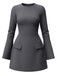 1960s Long Sleeve Faux Pockets Solid Dress - vintage dress, retro fashion