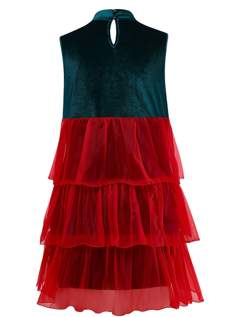 1960s Mesh Bow Christmas Tree Dress - vintage dress, retro fashion