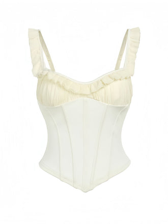 1960s Mesh Patchwork Ruffled Corset Camisole - vintage fashion, retro style