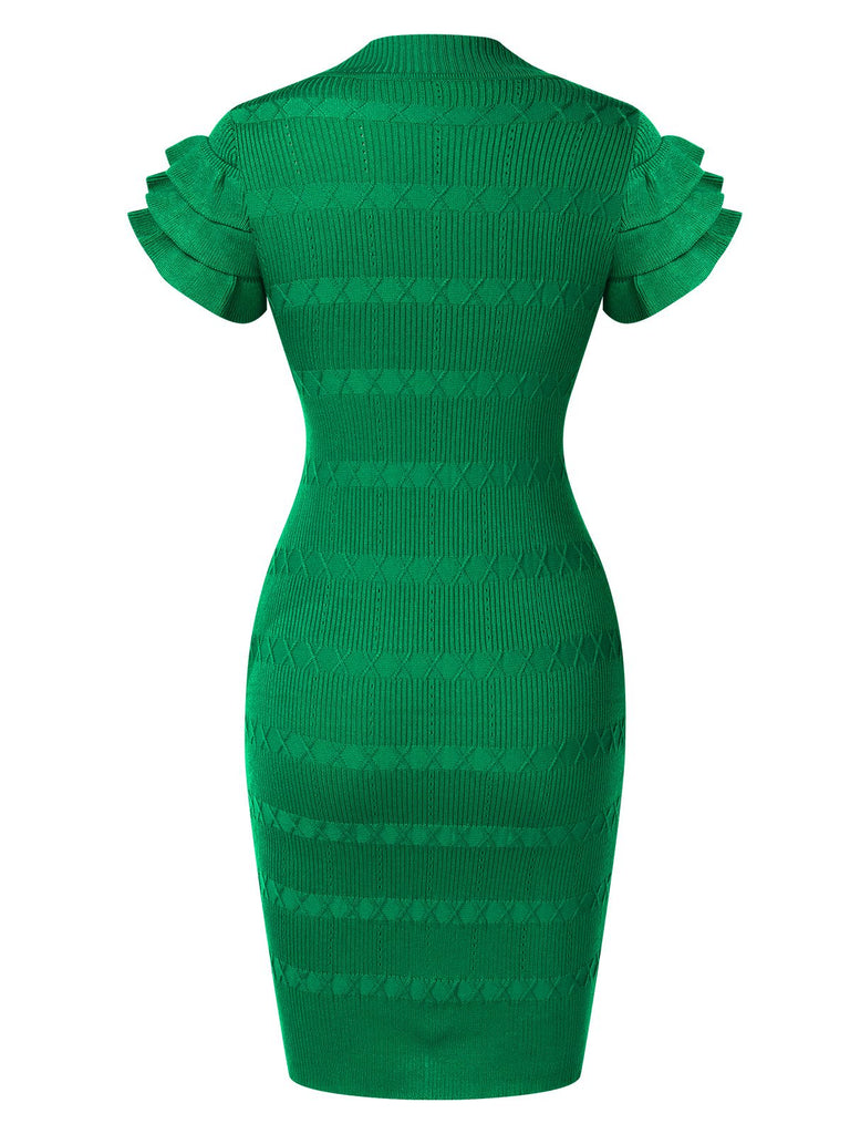 1960s Metal Button Ruffle Sleeve Sweater Dress, vintage dress, retro fashion - perfect for women who love vintage and retro fashion