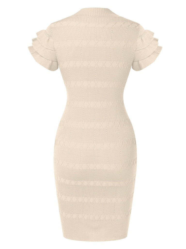 1960s Metal Button Ruffle Sleeve Sweater Dress, vintage dress, retro fashion - perfect for women who love vintage and retro fashion