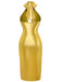 1960s Metallic Halter Keyhole Bodycon Dress - vintage dress, retro fashion