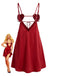 1960s Solid Satin Sequined Heart Sexy Cami Nightgown - vintage nightgown, retro sleepwear