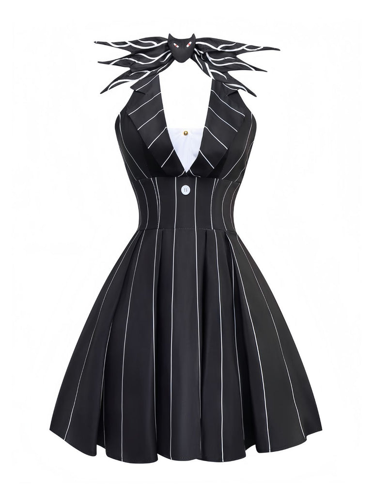 1960s Nightmare Before Christmas Bat Striped Dress - vintage dress, retro fashion
