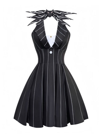 1960s Nightmare Before Christmas Bat Striped Dress - vintage dress, retro fashion