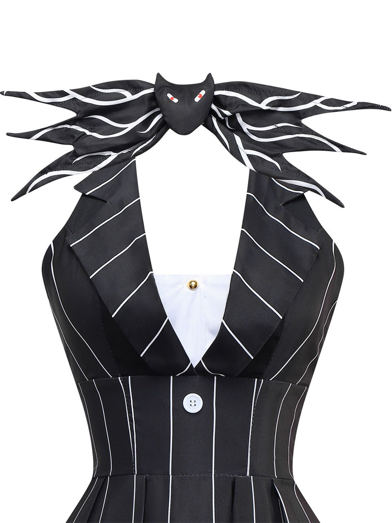 1960s Nightmare Before Christmas Bat Striped Dress - vintage dress, retro fashion