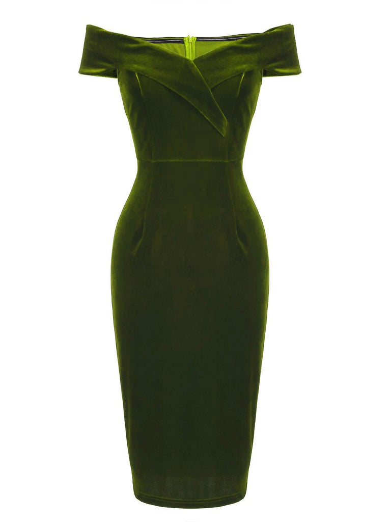 1960s Off Shoulder Velvet Bodycon Vintage Dress: timeless style reimagined