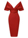 She slips into this 1960s Off-Shoulder Belted Solid Bodycon Dress and suddenly it's a 1960s daydream