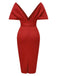 1960s Off-Shoulder Belted Solid Bodycon Dress: where 1960s romance meets her modern spirit