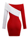 1960s Off-Shoulder Colorblock Bodycon Dress - vintage dress, retro fashion