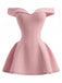 1960s Off-Shoulder Fit Solid Mini Dress - vintage dress, retro fashion