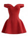 1960s Off-Shoulder Fit Solid Mini Dress - vintage dress, retro fashion