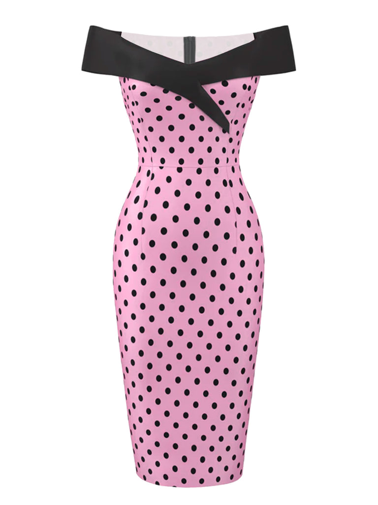 1960s Offshoulder Dots Pencil Dress | 1960s | vintage dress, retro fashion