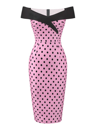 1960s Offshoulder Dots Pencil Dress | 1960s | vintage dress, retro fashion