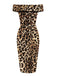 She slips into this 1960s Off-shoulder Leopard Pencil Dress and suddenly it's a 1960s daydream