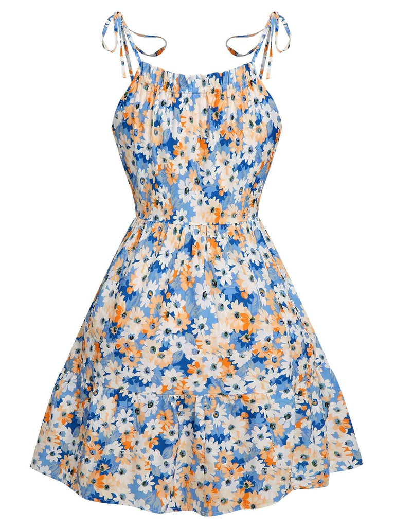 1960s Oil Painting Daisy Shoulder Tie Dress — the kind of 1960s dress that makes strangers smile