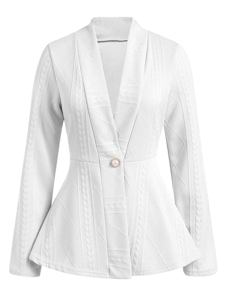 1960s Pearl Buttoned Waisted Flare Long Sleeve Coat, vintage coat, retro outerwear - perfect for women who love vintage and retro fashion