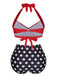 1960s Polka Dot Halter Back Strap Swimsuit, vintage swimsuit, pin-up swimwear - perfect for women who love vintage and retro fashion