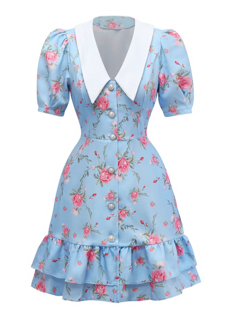 1960s Puff Sleeve Chelsea Collar Mini Dress - vintage dress, retro fashion
