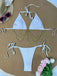 1960s Ribbed Gold Chain Triangle Bikini Set, vintage swimsuit, pin-up swimwear, retro beach style, women, elegant