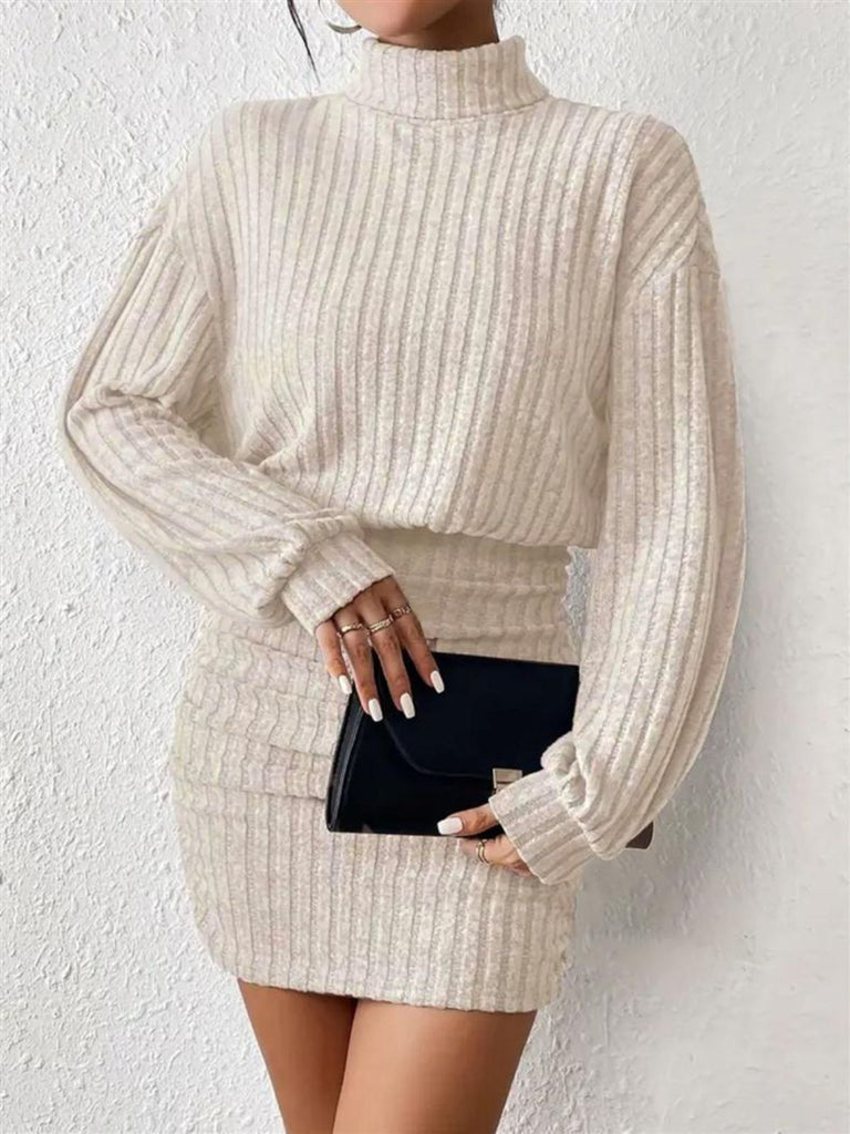 1960s Ribbed Turtleneck Sweater Bodycon Dress - vintage dress, retro fashion