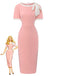 1960s Round Neck Colorblock Bow Bodycon Dress - vintage dress, retro fashion