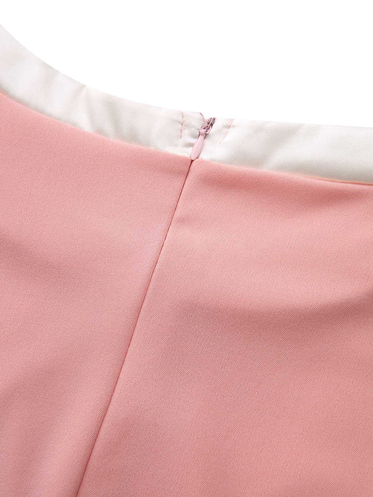 1960s Round Neck Colorblock Bow Bodycon Dress - vintage dress, retro fashion