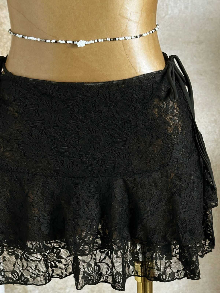 1960s Ruffled Halter Bikini Set & Floral Lace Cover-Up | vintage swimwear, retro swimsuit, pin-up style - perfect for retro fashion enthusiasts