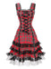 1960s Scottish Tartan Lace-Up Wide-Strap Dress - vintage dress, retro fashion