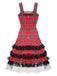 1960s Scottish Tartan Lace-Up Wide-Strap Dress - vintage dress, retro fashion