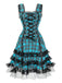1960s Scottish Tartan Lace-Up Wide-Strap Dress - vintage dress, retro fashion