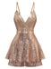 1960s Sequined Strappy V-Neck Culotte Romper - vintage jumpsuit, retro fashion