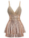 1960s Sequined Strappy V-Neck Culotte Romper - vintage jumpsuit, retro fashion
