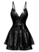1960s Sequined Strappy V-Neck Culotte Romper - vintage jumpsuit, retro fashion