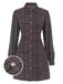 She slips into this 1960s Shirt Collar Lantern Sleeve Plaids Dress and suddenly it's a 1960s daydream