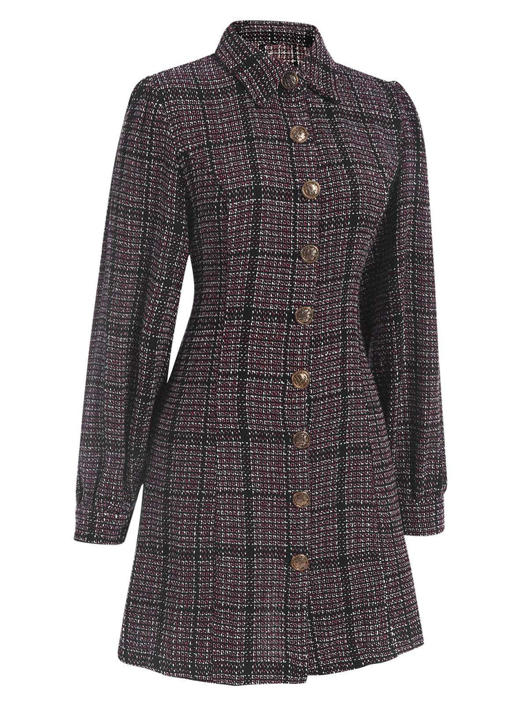 1960s Shirt Collar Lantern Sleeve Plaids Dress — the kind of 1960s dress that makes strangers smile