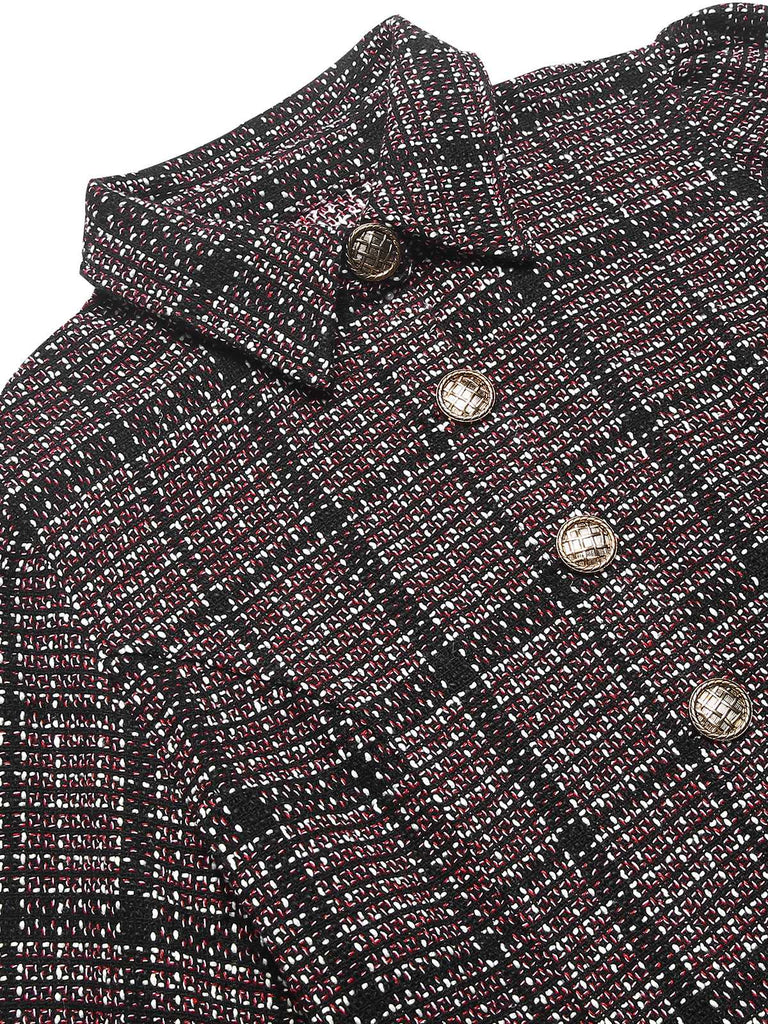 She slips into this 1960s Shirt Collar Lantern Sleeve Plaids Dress and suddenly it's a 1960s daydream
