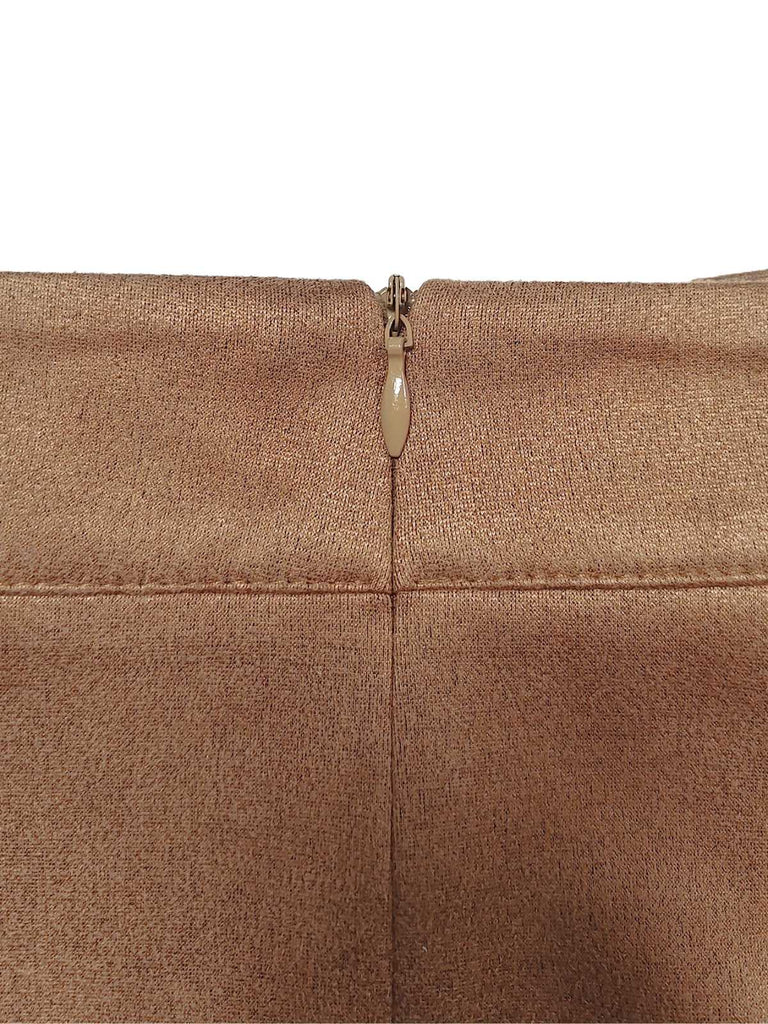 Brown 1960s Faux Suede Fringe Asymmetrical Hem Skirt - vintage skirt, retro style
