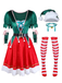 1960s Christmas Green V-Neck Top & Red Fur Trimmed Skirt - vintage skirt, retro style, elegant red