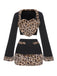 2PCS Black 1960s Plush Leopard Sweetheart Top & Skirt & Coat - vintage skirt, retro style, classic black