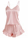 1960s Slip Ruffle Satin Pajama Set - vintage fashion, retro style