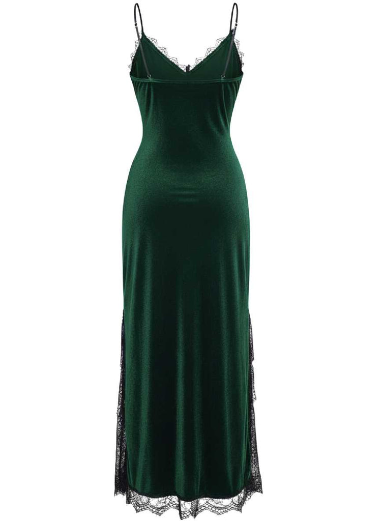 1960s Slip Velvet Lace Nightgown - vintage nightgown, retro sleepwear
