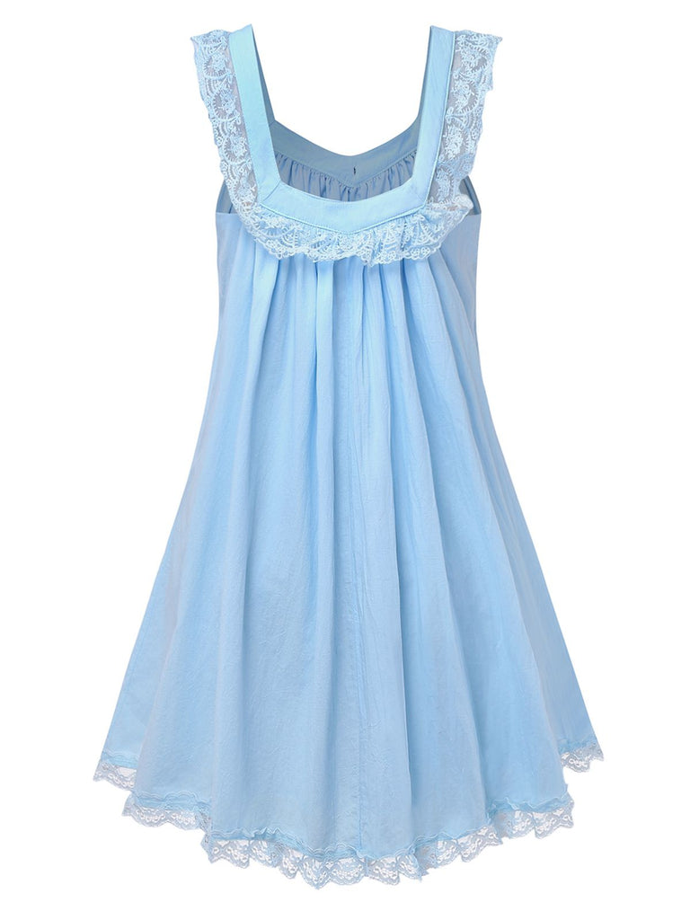 1960s Solid Bow Backless Lace Babydoll Dress - vintage dress, retro fashion