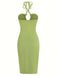 1960s Solid Drawstring Cut-Out Bodycon Dress - vintage dress, retro fashion