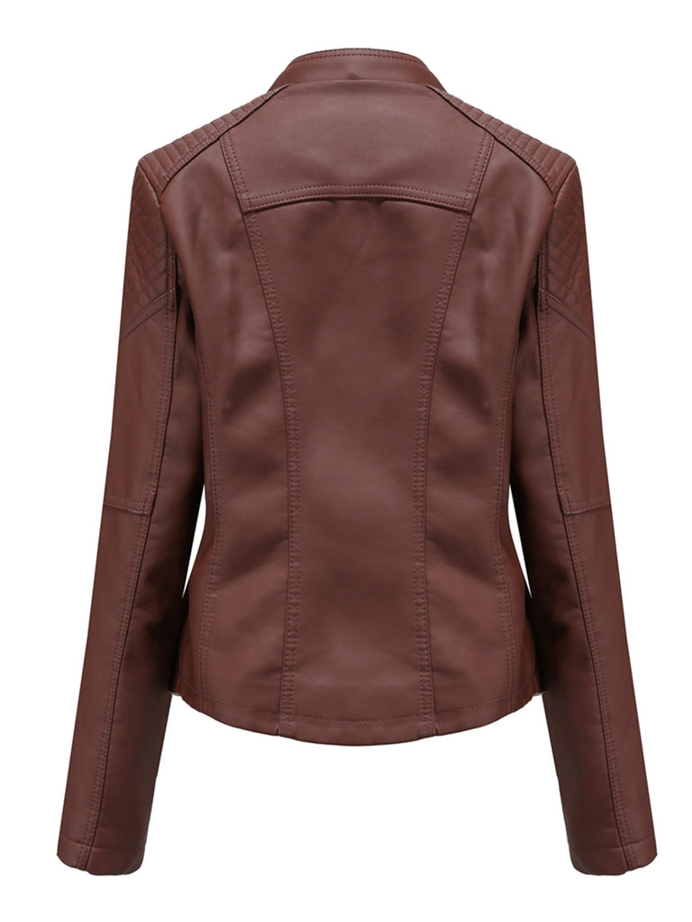 1960s Solid Faux Leather Motorcycle Jacket — 1960s sophistication that wraps her in quiet power