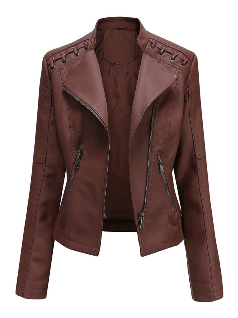 1960s Solid Faux Leather Motorcycle Jacket: 1960s tailoring for the woman who leads