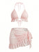1960s Solid Halter Lace Bikini Set & Ruffle Cover-Up - vintage fashion, retro style