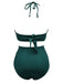 This 1960s Solid Halter Lace-Up Swimsuit carries 1960s vacation dreams in every stitch