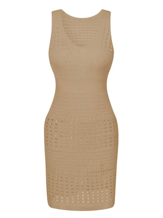 1960s Solid Hollow Out Sleeveless Knit Dress, vintage dress, retro fashion - perfect for women who love vintage and retro fashion